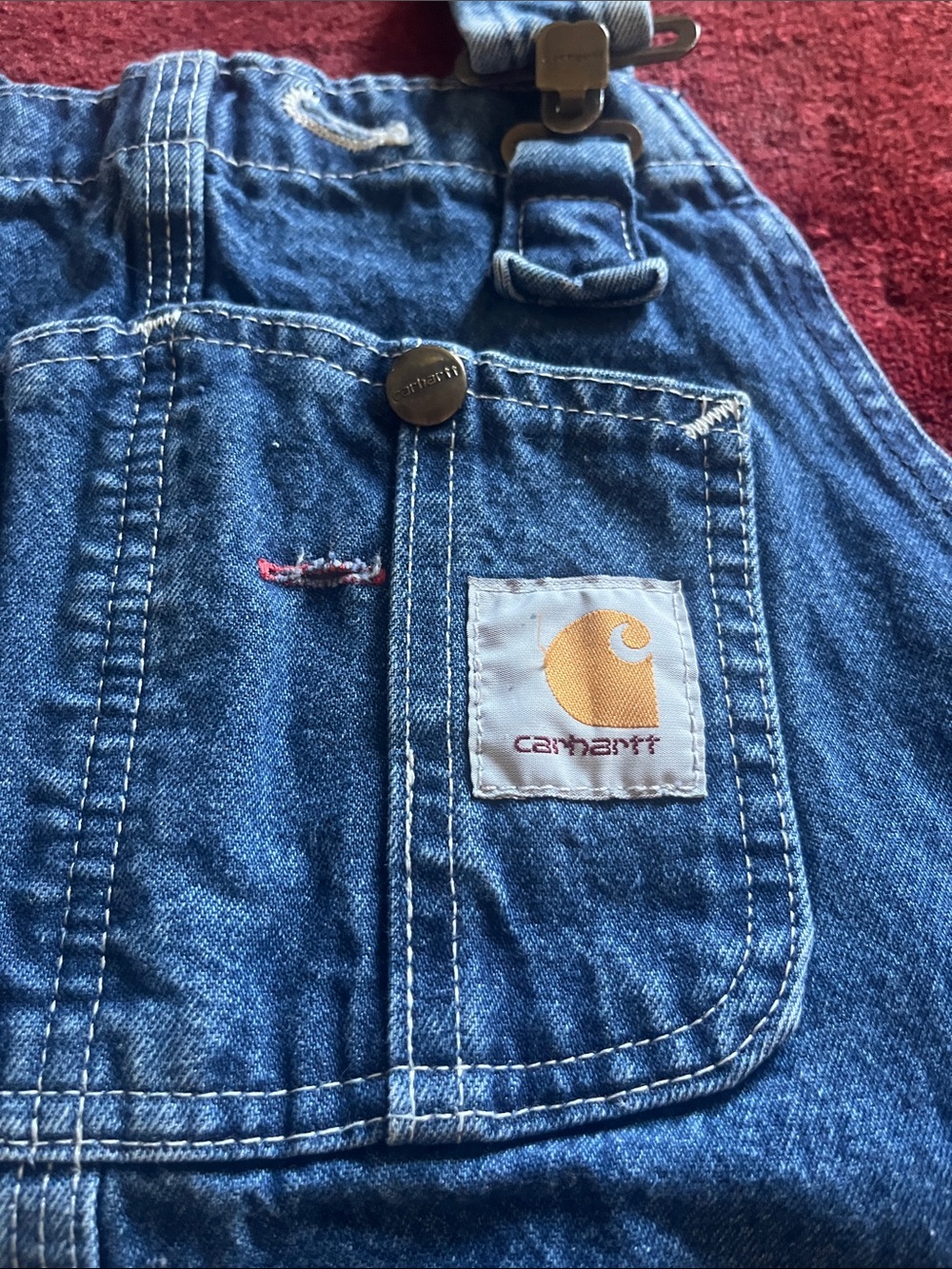 Carhartt Vintage 90’s Blue Navy Dungarees-overalls Carpenter - Picture 3 of 7